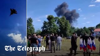 RussiaUkraine war Russian Su30 fighter jet crashes in Kaliningrad [upl. by Kcirreg]