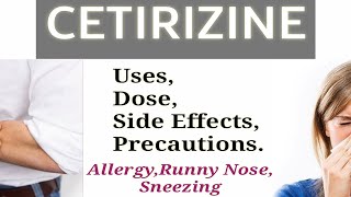 Cetirizine hydrochloride 10mg tabletUseDoseSideffectsContraindicationOkacetZyrtecctzIn Hindi [upl. by Llerrej]