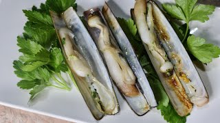 CANNOLICCHI IN PIASTRA E AL FORNO 🐚 RAZOR CLAMS IN A PLATE OR IN THE OVEN [upl. by Hughett]