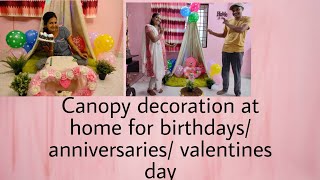 How to make canopy decoration at homeCanopy birthday decoration ideas Surprise decoration ideas [upl. by Peace]