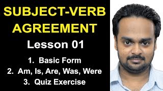 SUBJECTVERB AGREEMENT  Lesson 1 Basic Rules  Am Is Are Was Were  Quiz 17 Sentences [upl. by Baynebridge]