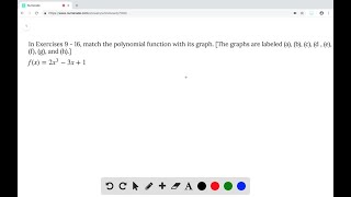 In Exercises 9  16 match the polynomial function with its graph The graphs are labeled a b… [upl. by Arrec]