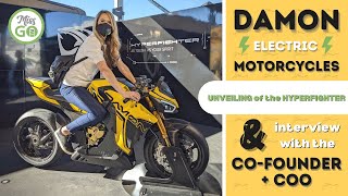 First Look Electric Motorcycle  Walkaround of the Damon Hyperfighter Superbike [upl. by Alaekim]