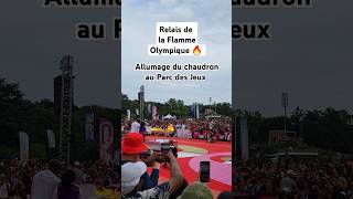 Relais de la Flamme Olympique  allumage du chaudron au Parc des Jeux de La Courneuve [upl. by Llerred739]