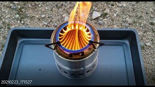 Burning wood pellets in my Ohuhu Camping stove [upl. by Ecnatsnok]