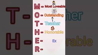 Full Form Of Mother🤱  Meaning Of Mother mothersday status shorts reels youtubeshorts [upl. by Kucik644]