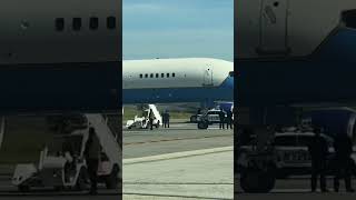 Air Force 2 sits in between Donald Trump and JD Vances planes at LaGuardia Airport [upl. by Koball]