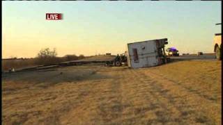 Tractor Trailers Crash Blocking Part Of I35 [upl. by Tneicniv783]