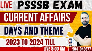 Days and Theme Current Affairs 2023 to 2024 for PSC Psssb Labour Inspector exams Part2 [upl. by Patten]