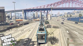 New Train running at Dock Route  Grand Theft Auto V [upl. by Ettigdirb]