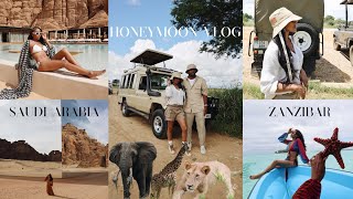 HONEYMOON VLOG ZANZIBAR amp ALULA SAUDI ARABIA ROCK RESTAURANT SAFARI SWIM W TURTLES MELRWHITE [upl. by Legir975]