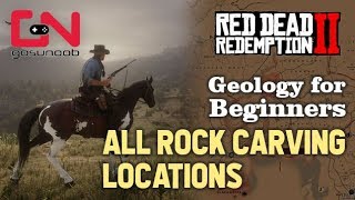 Red Dead Redemption 2  All Rock Carving Locations  Geology for Beginners Mission [upl. by Maridel666]