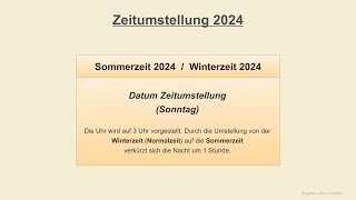 Zeitumstellung 2024  Sommerzeit 2024  Winterzeit 2024 [upl. by Christoph3]