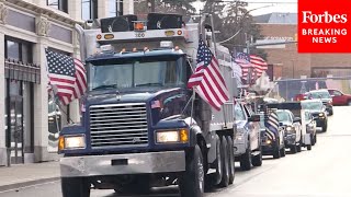 HAPPENING NOW US Freedom Convoy Heads To Washington DC [upl. by Fawne]