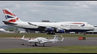 British Airways Boeing 747400 GCIVR Spectacular Landing at Cardiff Airport CWLEGFF with ATC [upl. by Conny]