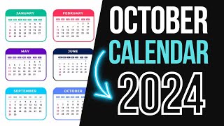 ➥ OCTOBER CALENDAR 2024  DATE MONTH OCTOBER 2024 [upl. by Occir]