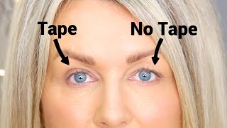 Trying Hooded Eyes Eyelid tape Does it Work [upl. by Alejoa]