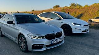 Tesla Model X P100D vs BMW X6 M50D 500hp BMW 540 BMW M850i [upl. by Largent]