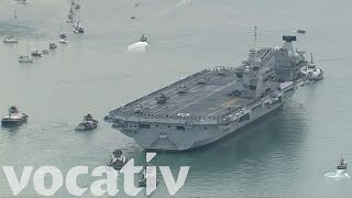 The HMS Queen Elizabeth Is The Biggest Aircraft Carrier In The Royal Navy [upl. by Gayler]