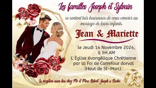 Cérémonie de mariage de Jean Joseph amp Mariette Sylvain [upl. by Eissoj]