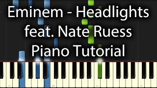 Eminem feat Nate Ruess  Headlights Tutorial How To Play On Piano [upl. by Eda]