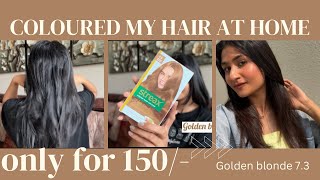 I COLOURED MY HAIR AT HOME FOR JUST Rs 150  STREAX GOLDEN BLONDE 73 REVIEW AND DEMO [upl. by Sheline848]