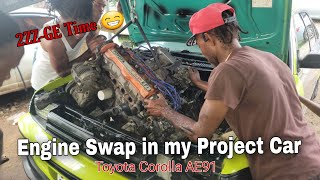 Removing the 5AFE from my Toyota Corolla AE91 to mount a 2ZZGE  Part 1 [upl. by Goda]