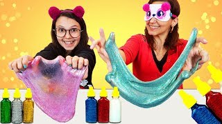 DESAFIO DO SLIME COM 3 CORES DE COLA GLITTER 3 COLORS OF GLUE SLIME CHALLENGE  Luluca [upl. by Pinzler52]