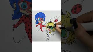 REVERSE Coloring Miraculous Ladybug amp Cat Noir reverse coloring miraculous coloringtime markers [upl. by Beata750]