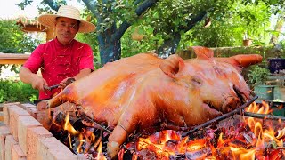 GAINT PIG Roasted for Half Day Treat My Followers With The Best Dish  Uncle Rural Gourmet [upl. by Eshman598]