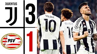 ⚪⚫ juventus vs psv 31 highlights  Yıldız Goal 😱🔥  CHAMPIONS LEAGUE 202425 [upl. by Marika]