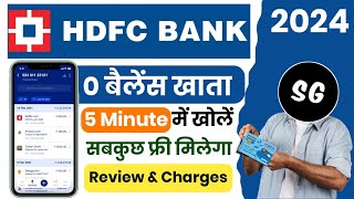 HDFC Bank Zero Balance Saving Account Opening Online 2024  HDFC Bank Account Full Review amp Charges [upl. by Nimesh976]