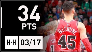 Denzel Valentine Full CareerHIGH Highlights Bulls vs Cavaliers 20180317  34 Points 7 Reb [upl. by Blasien]