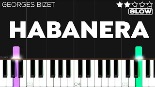 Georges Bizet  Habanera  Carmen  SLOW EASY Piano Tutorial [upl. by Elauqsap816]