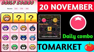 Tomarket Airdrop Daily Combo 20 November  Tomato Daily Combo Today  Tomarket daily combo card [upl. by Eel]