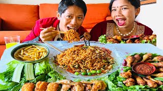 Spicy 🌶️ ramen And chicken 🍗 wings mukbang😮 [upl. by Mcculloch]