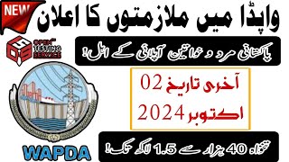 New jobs in WAPDA 2024  WAPDA New jobs 2024  New jobs in Pakistan 2024  jobs vacancy 2024  WAPDA [upl. by Yam]