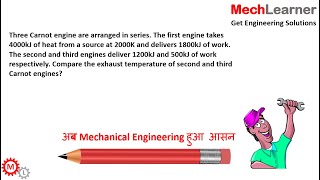 Three Carnot engine are arranged in series The first engine takes 4000kJ of heat from a source at [upl. by Eimat]