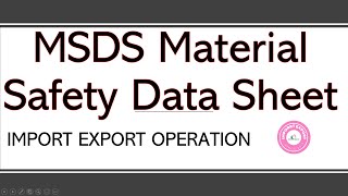 What is MSDS Material Safety Data Sheet Certificate in Import Export [upl. by Eserehc]