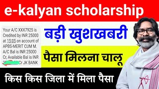 e kalyan scholership पैसा मिलना चालू🥳  किस किस जिला में मिला पैसा  जल्दी देखें [upl. by Jelle530]