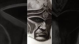 My Roman Legionnaires Progress Charcoal DrawingDetailing of Face charcoaldrawing charcoalart [upl. by Nnyleitak]