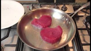 Searing ahi tuna steaks [upl. by Anilrats]