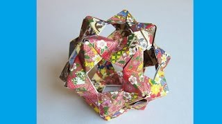 Origami Bucky Ball  Dodecahedron 30 PHIZZ Units  Origami Flower Ball [upl. by Drofkcor]