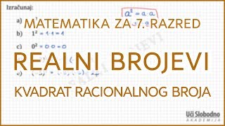 Kvadrat racionalnog broja  Zadatak 1  Matematika za 7 razred [upl. by Oilime]