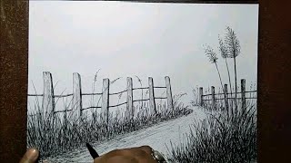 Realistic grass drawing  How to draw grass on the way [upl. by Tehcac]