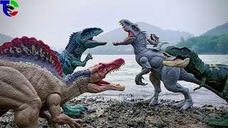 🔥 GIANTS DINOSAUR BATTLE 🦖 Trex Spinosaurus Indominus Rex Jurassic World Dino Action Figures [upl. by Nally]