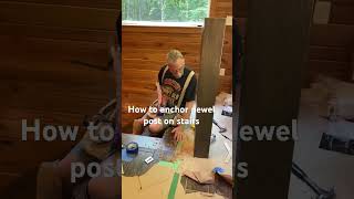 How To Anchor Newel Post On Stair carpenter carpentry woodworking youtube youtubeshorts [upl. by Yennaiv325]