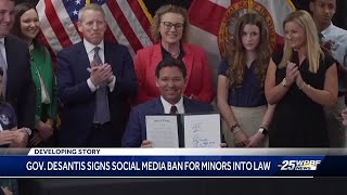 Florida Gov Ron DeSantis signs bill banning social media accounts for kids under 14 [upl. by Kcirnek]