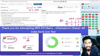 Live Mock 😲 I Scored 44 Marks in Quant  Learn Approach and Importance of QSS  IBPS PO MAINS 2024 [upl. by Eibrab]