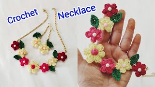 Crochet Necklace Set😍। How To Make A Crochet Necklace। Step by Step Tutorial। crochet knitting [upl. by Lee]